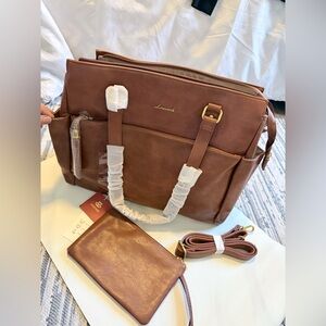 Elegant Brown Leather Shoulder Bag by Lavie